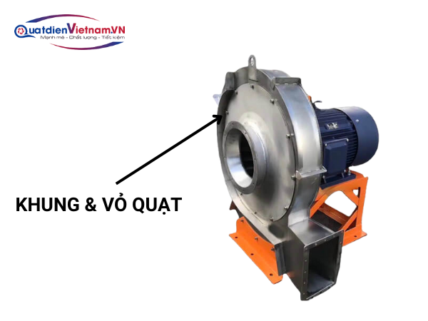 3-2-1 Khung và vỏ quạt từ inox và thép SS400, chống ăn mòn, bền và an toàn khi vận hành