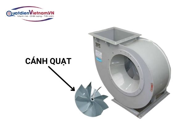 quat-ly-tam-cao-ap-0-5hp-7 Cánh quạt được thiết kế với độ nghiêng tối ưu để tăng hiệu suất hút khí
