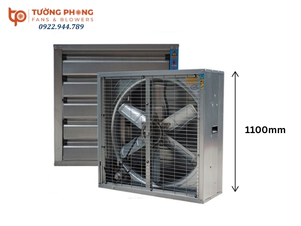 Quạt thông gió vuông 1100×1100 được chế tạo từ vật liệu inox cao cấp